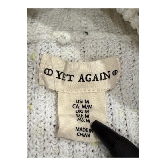 Yet Again Sweater Womens Medium White Cowl Neck Long Sleeve Button Pullover - Picture 5 of 7